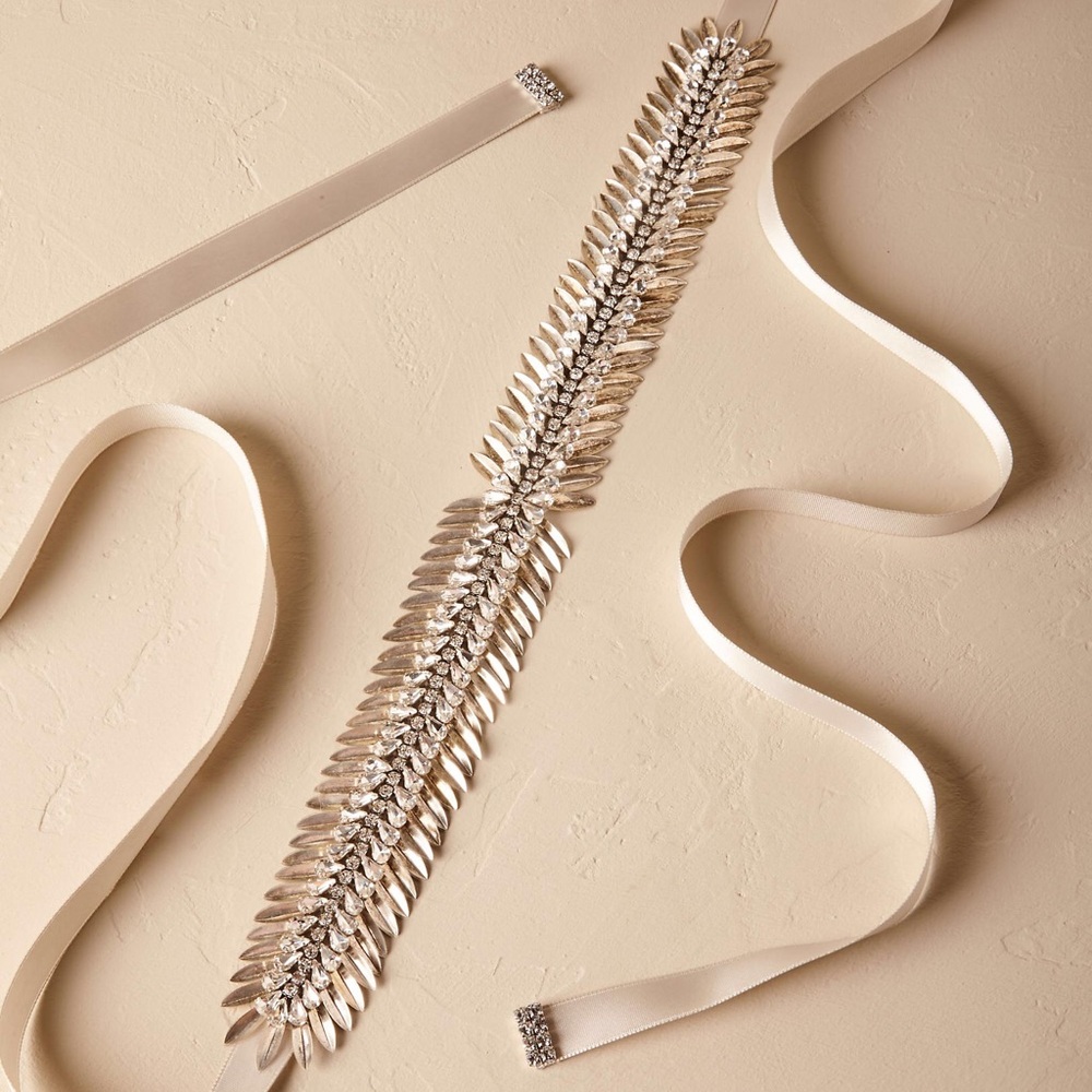 BHLDN Elizabeth Bower Glistening Leaves Sash